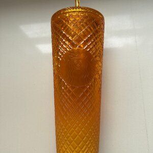 Starbucks Tumbler Orange Mango Gradient Diamond Grid Jewel Venti Cold Cup 24oz